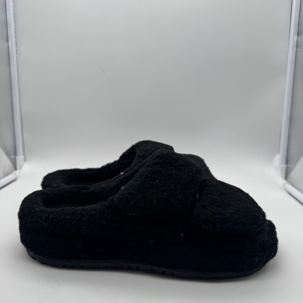 UGG Slip On Slippers Black Wool Scuffs Fluff‎ That Adult 7